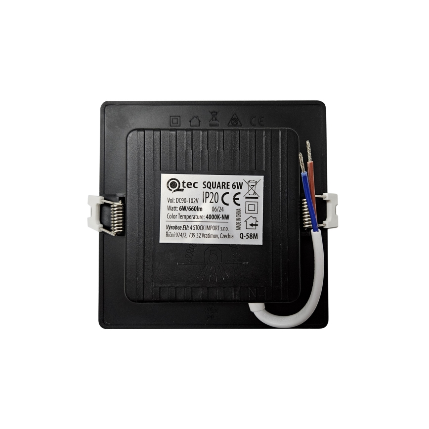 Lámpara empotrable LED SQUARE LED/6W/230V 4000K 12x12 cm negro