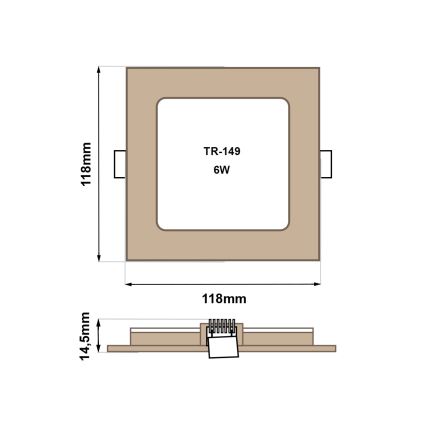 Lámpara empotrable LED SQUARE LED/6W/230V 4200K 11,8x11,8 cm marrón