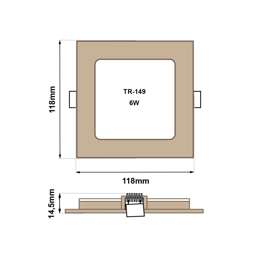Lámpara empotrable LED SQUARE LED/6W/230V 4200K 11,8x11,8 cm marrón