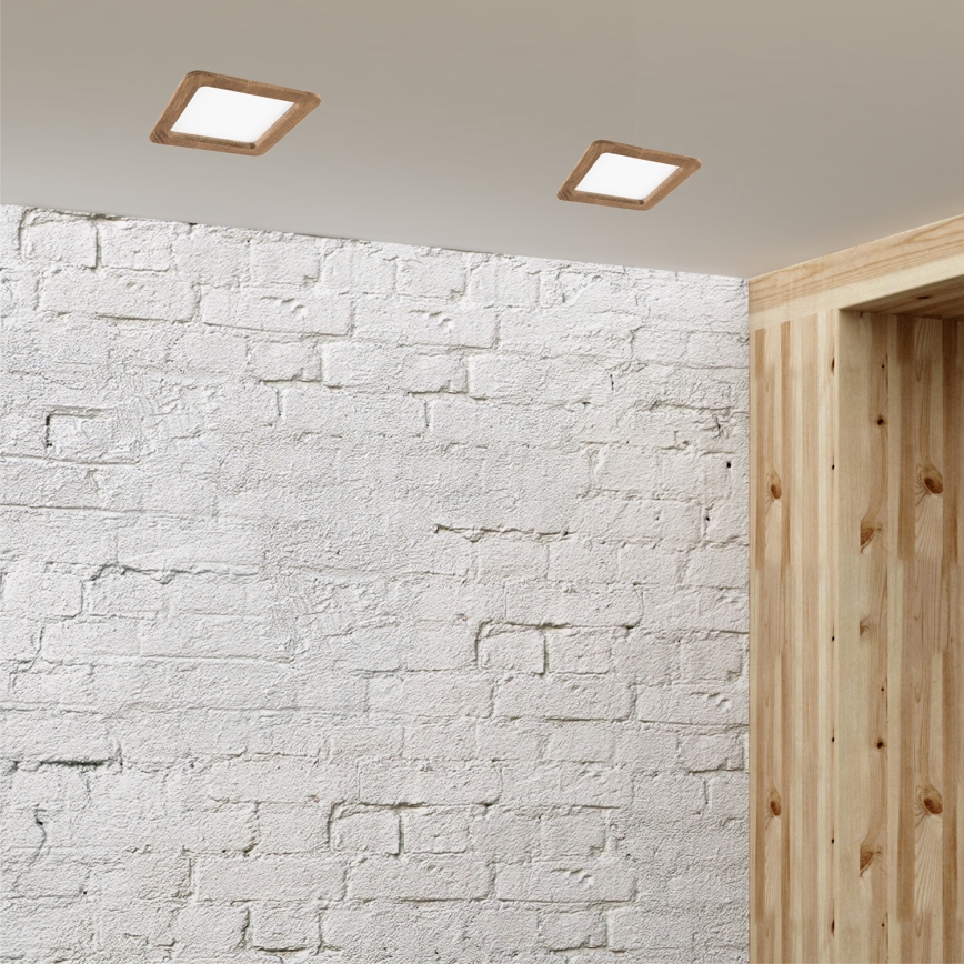 Lámpara empotrable LED WOODY SPOT LED/17W/230V 3000K nogal 18,5x18,5 cm