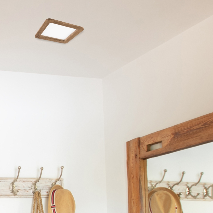 Lámpara empotrable LED WOODY SPOT LED/17W/230V 3000K nogal 18,5x18,5 cm