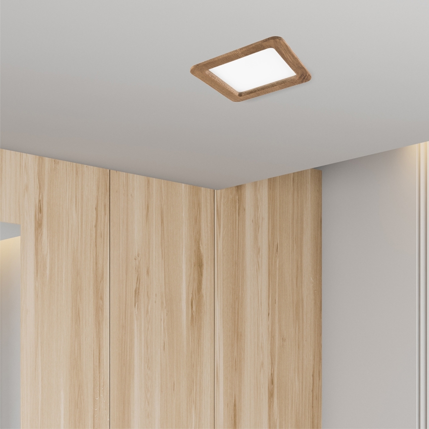 Lámpara empotrable LED WOODY SPOT LED/17W/230V 3000K nogal 18,5x18,5 cm