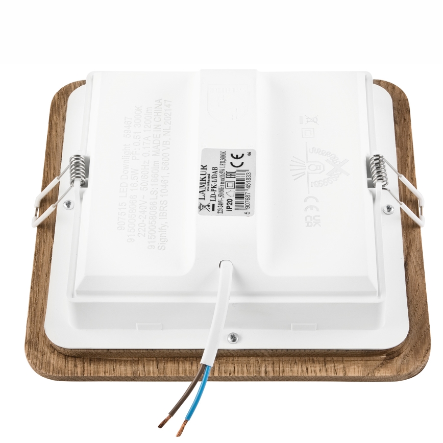 Lámpara empotrable LED WOODY SPOT LED/17W/230V 3000K nogal 18,5x18,5 cm