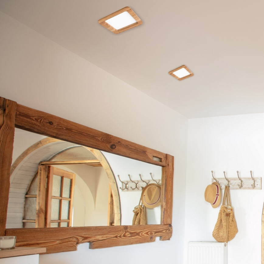 Lámpara empotrable LED WOODY SPOT LED/17W/230V 3000K roble 18,5x18,5 cm