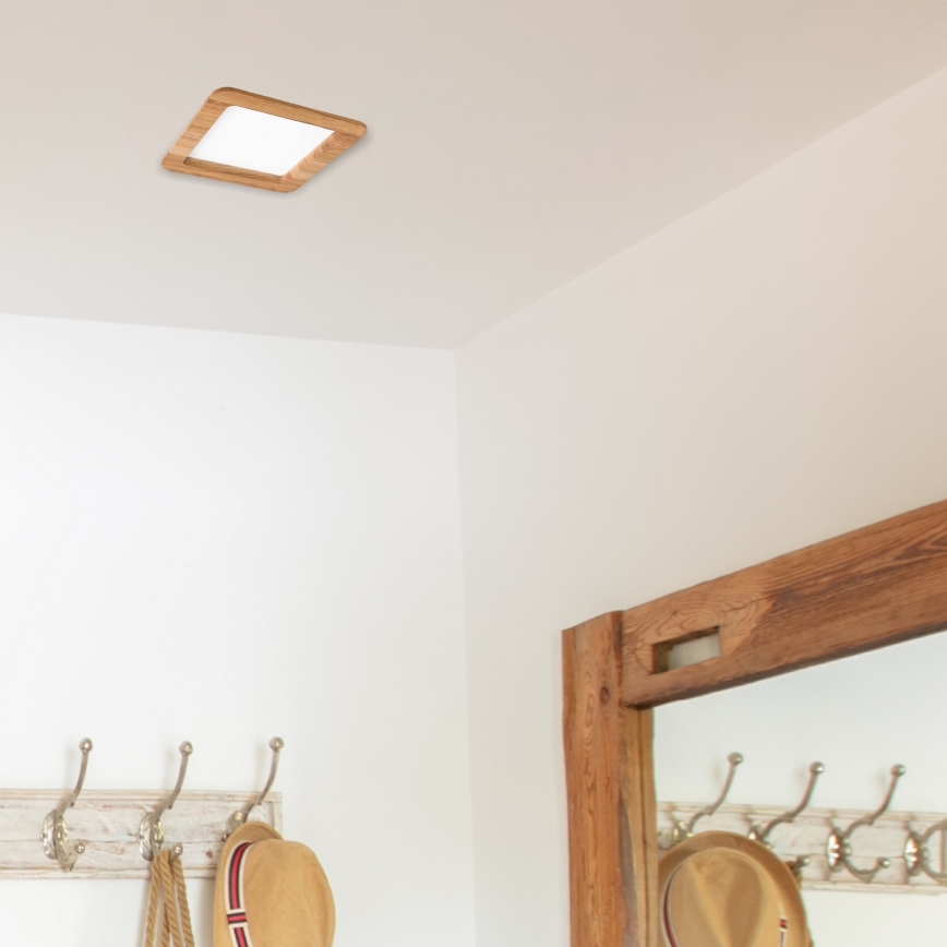 Lámpara empotrable LED WOODY SPOT LED/17W/230V 3000K roble 18,5x18,5 cm