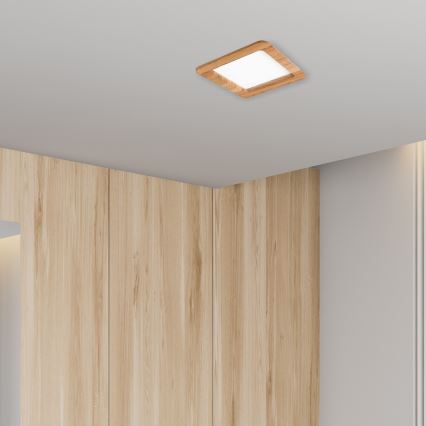 Lámpara empotrable LED WOODY SPOT LED/17W/230V 3000K roble 18,5x18,5 cm