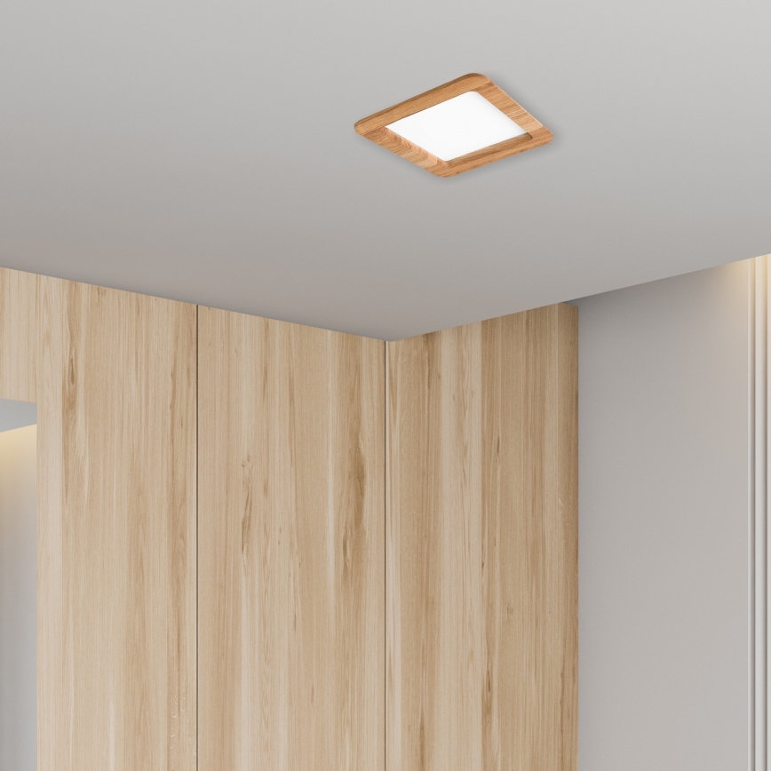 Lámpara empotrable LED WOODY SPOT LED/17W/230V 3000K roble 18,5x18,5 cm