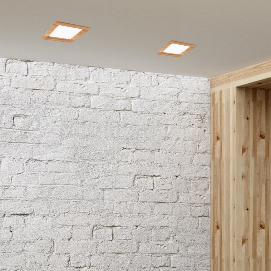 Lámpara empotrable LED WOODY SPOT LED/17W/230V 3000K roble 18,5x18,5 cm