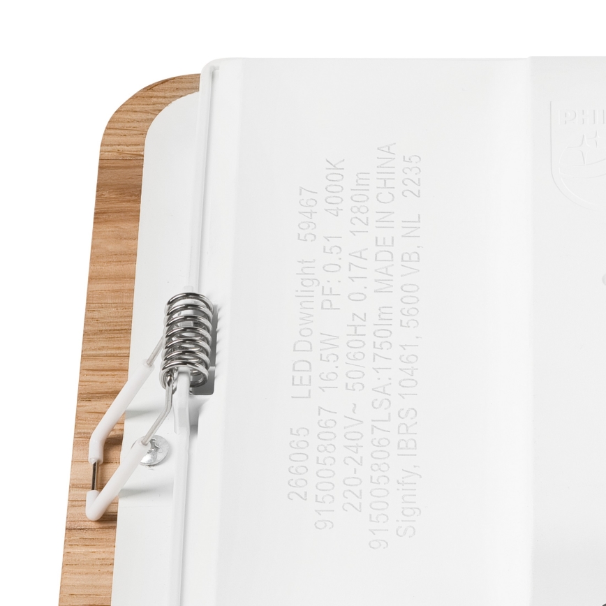 Lámpara empotrable LED WOODY SPOT LED/17W/230V 3000K roble 18,5x18,5 cm