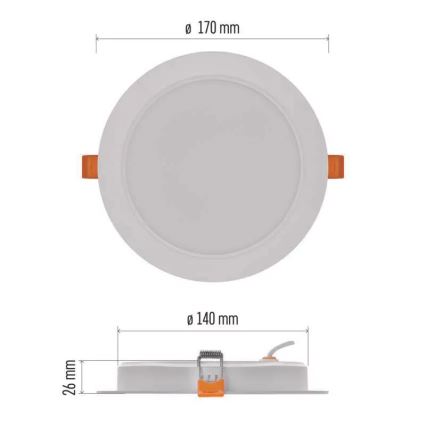 Lámpara empotrada LED LED/18W/230V diá. 17 cm blanco