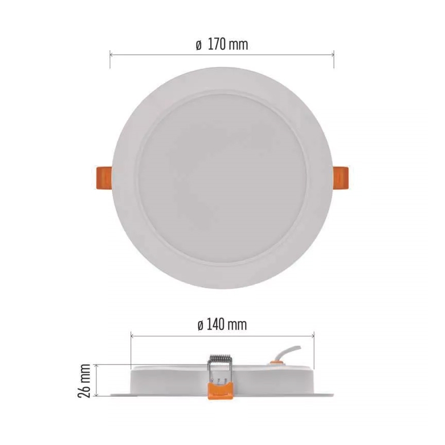 Lámpara empotrada LED LED/18W/230V diá. 17 cm blanco