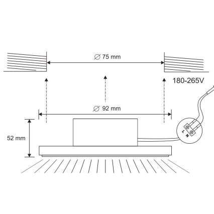 Lámpara empotrada LED para baños LED/7W/230V 4000K negro IP44