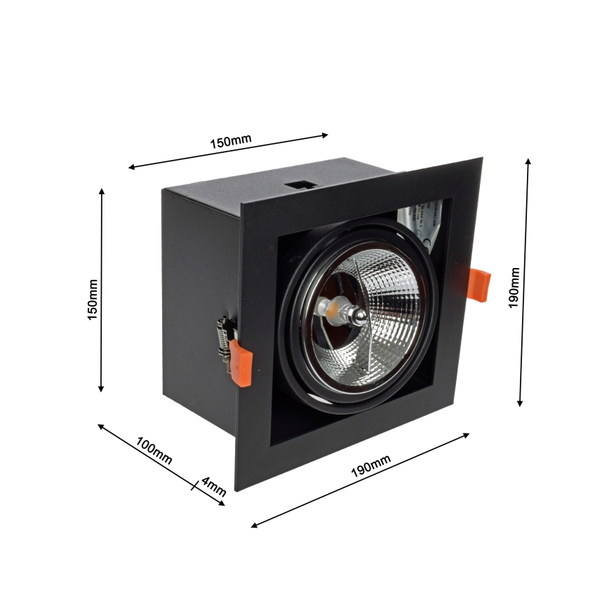 Lámpara empotrada PLAZA AR111 1xGU10/12W/230V negro