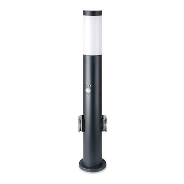 Lámpara exterior con sensor y 2 enchufes SCHUKO 1xE27/60W/230V IP44 60cm antracita