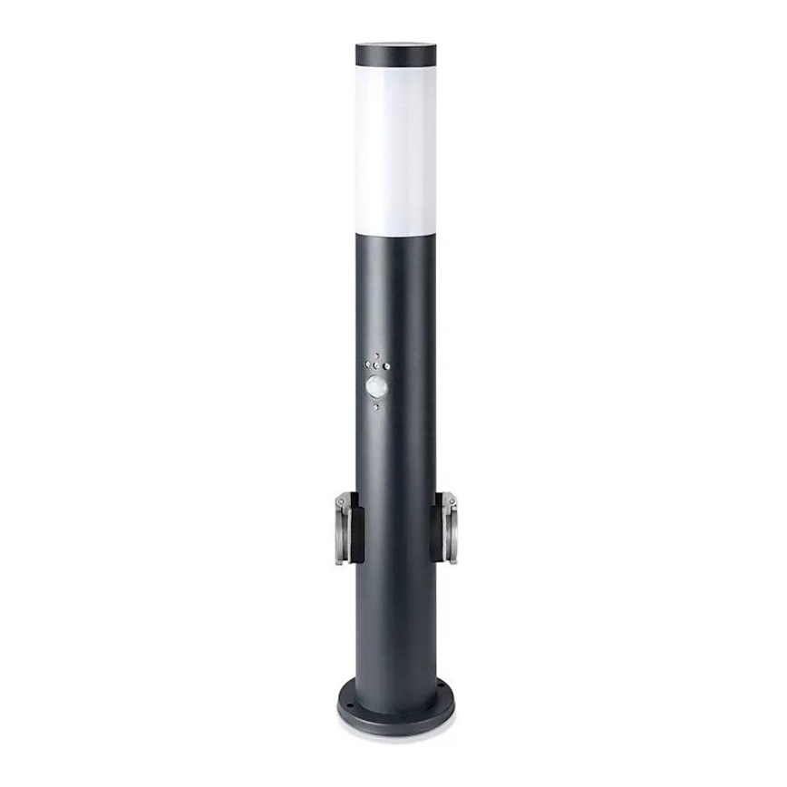 Lámpara exterior con sensor y 2 enchufes SCHUKO 1xE27/60W/230V IP44 60cm antracita