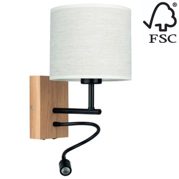 Lámpara flexible BOHO 1xE27/25W + LED/1W/230V roble - certificado FSC