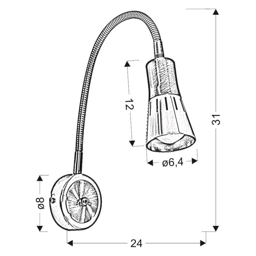 Lámpara flexible pequeña ARENA 1xE14/40W/230V cromo