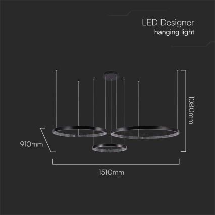 Lámpara LED colgante 3xLED/19W/230V 3000K negro