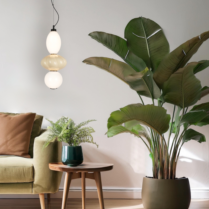 Lámpara LED colgante ASCOLI LED/18W/230V diá. 20 cm beige