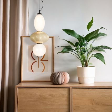 Lámpara LED colgante ASCOLI LED/18W/230V diá. 20 cm beige