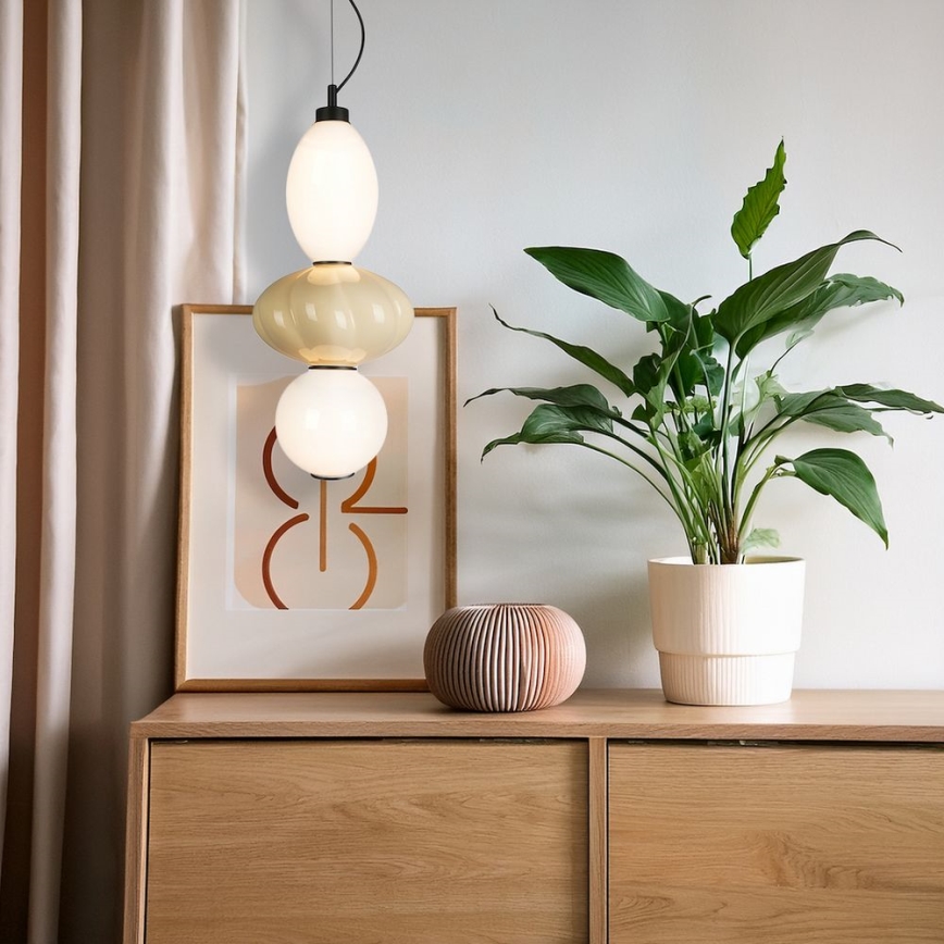 Lámpara LED colgante ASCOLI LED/18W/230V diá. 20 cm beige