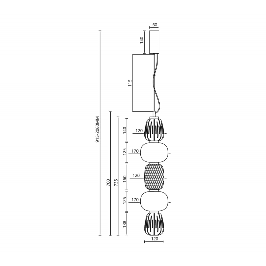 Lámpara LED colgante CARO LED/40W/230V cromo brillante
