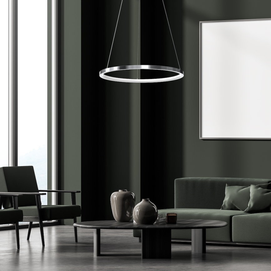 Lámpara LED colgante HOOP LED/27W/230V diá. 50 cm 4000K cromo brillante