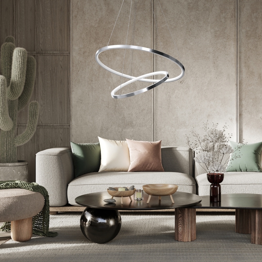 Lámpara LED colgante HOOP LED/51W/230V diá. 60 cm 4000K cromo brillante