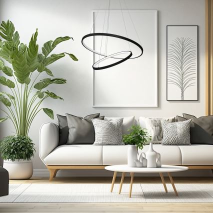 Lámpara LED colgante HOOP LED/51W/230V diá. 60 cm 4000K negro