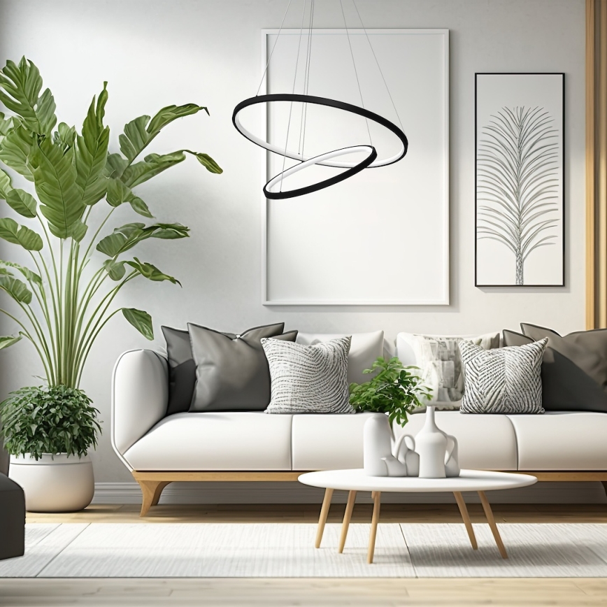 Lámpara LED colgante HOOP LED/51W/230V diá. 60 cm 4000K negro