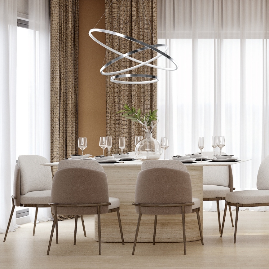 Lámpara LED colgante HOOP LED/93W/230V diá. 80 cm 4000K cromo brillante