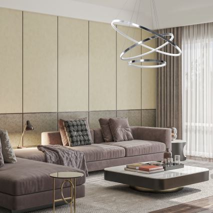 Lámpara LED colgante HOOP LED/93W/230V diá. 80 cm 4000K cromo brillante
