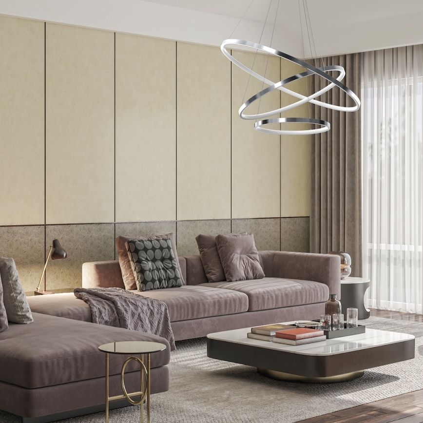 Lámpara LED colgante HOOP LED/93W/230V diá. 80 cm 4000K cromo brillante