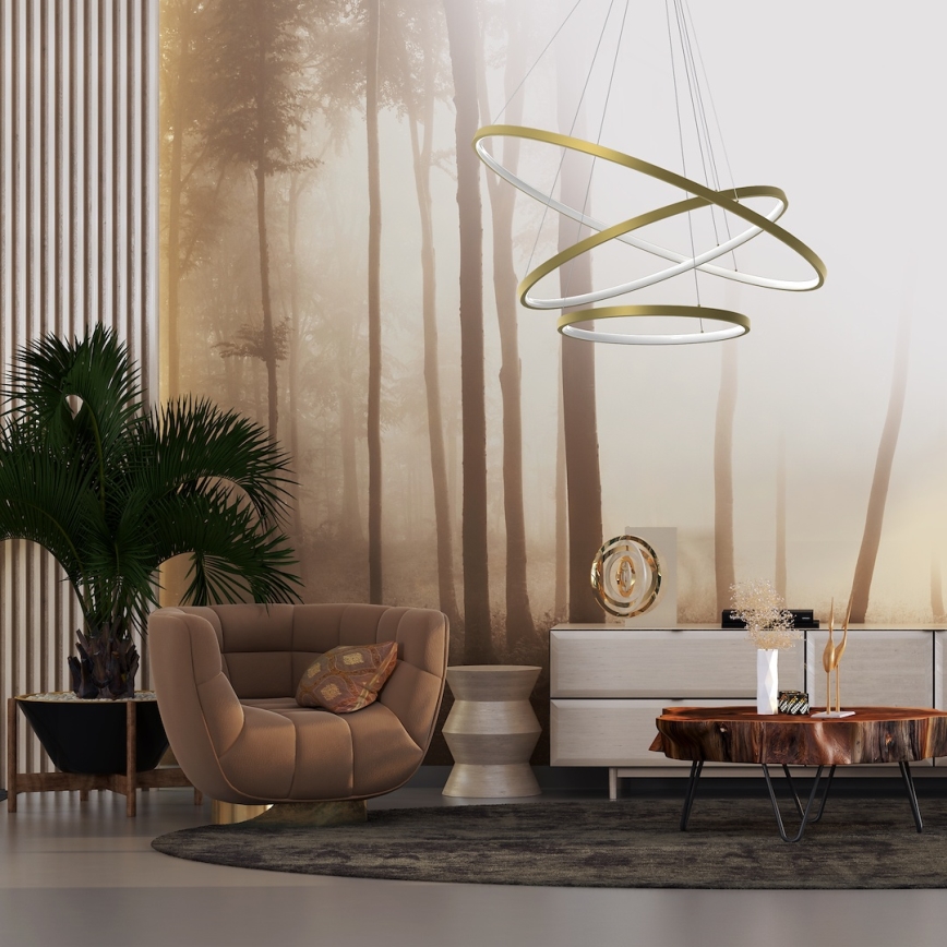 Lámpara LED colgante HOOP LED/93W/230V diá. 80 cm 4000K dorado