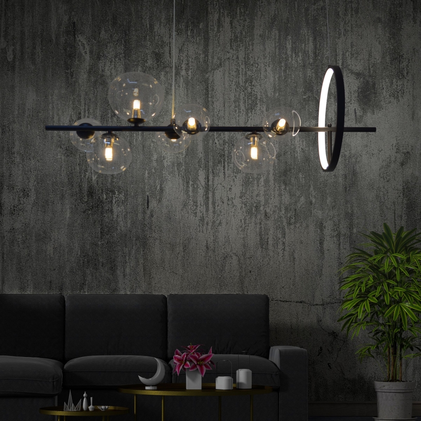 Lámpara LED colgante HYBRID LED/15W/230V + 7xG9/6W 4000K negro