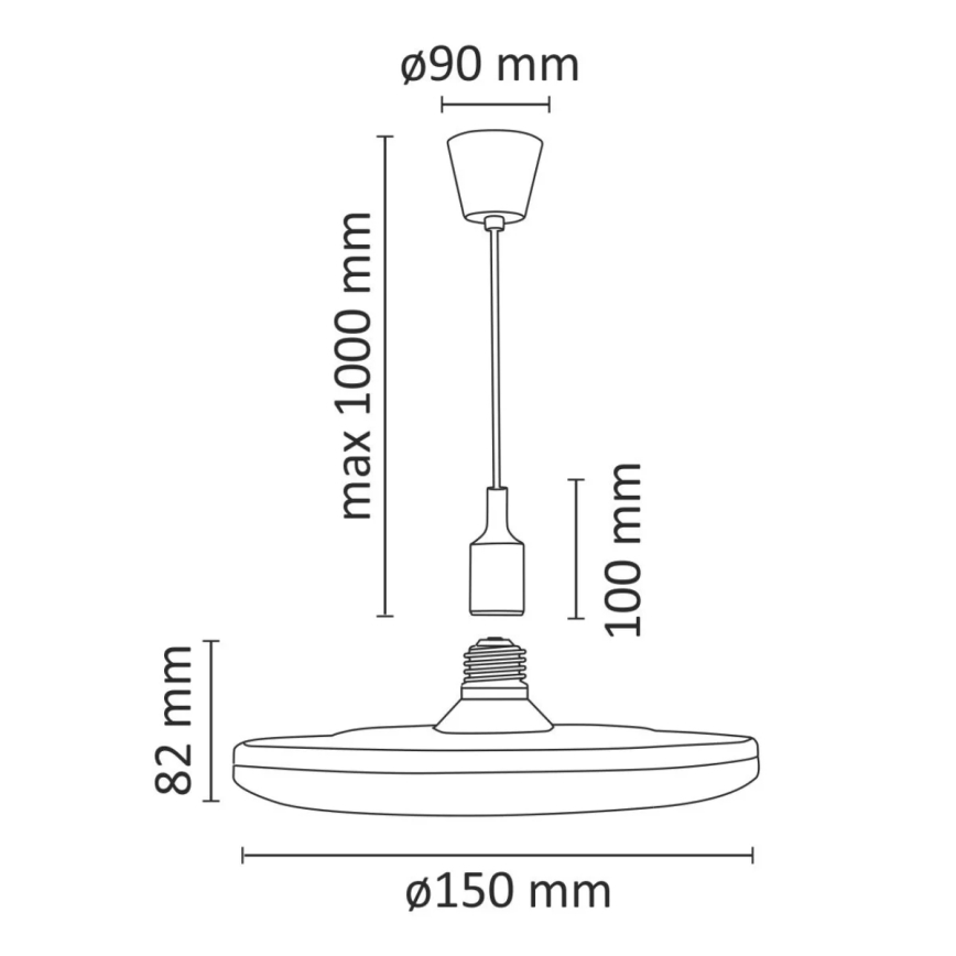 Lámpara LED colgante KIKI 1xE27/10W/230V negro