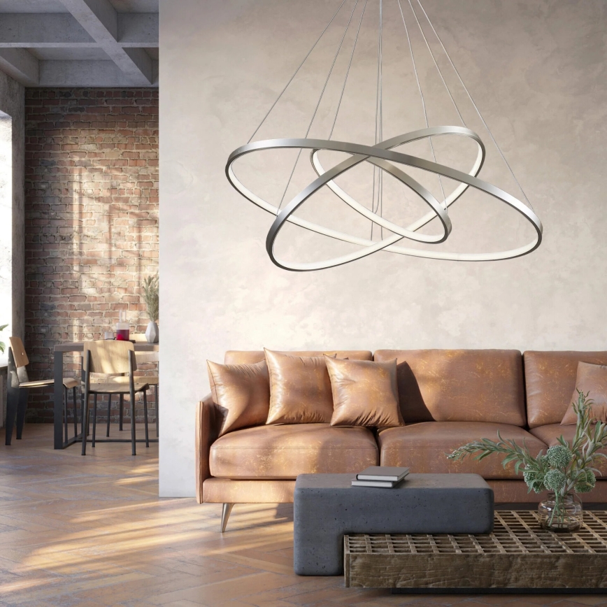 Lámpara LED colgante LEA LED/60W/230V 4000K diá. 80 cm cromo mate