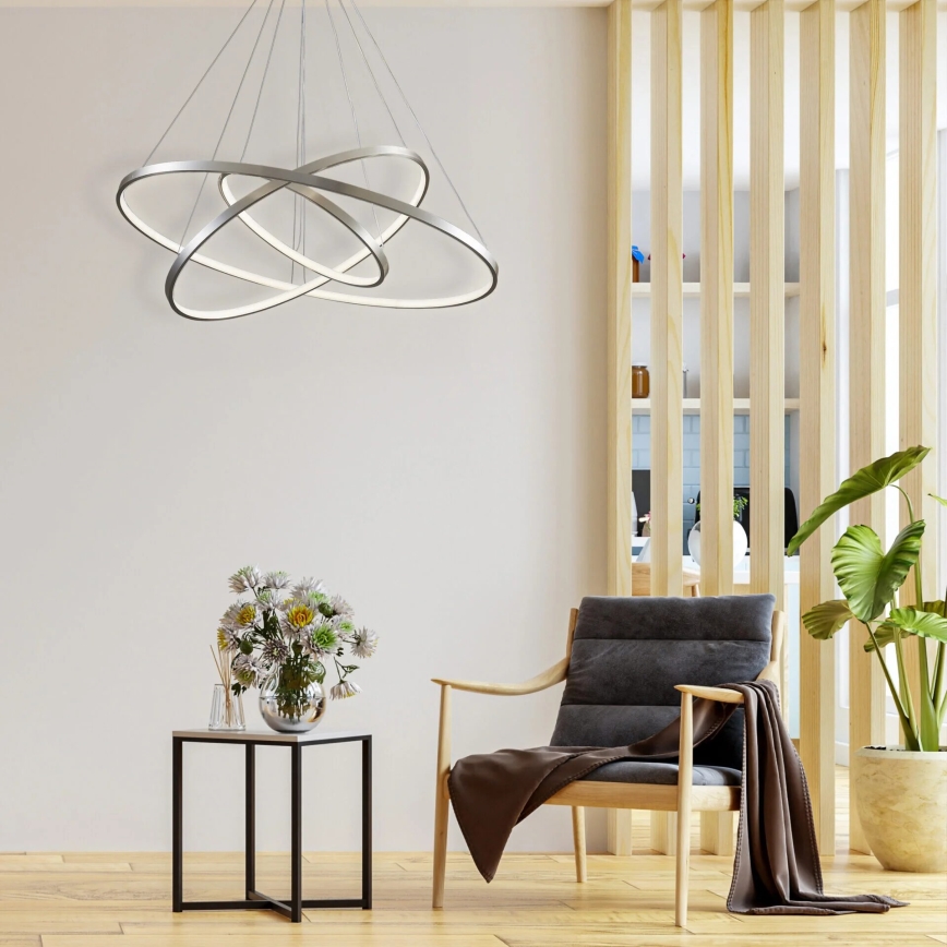 Lámpara LED colgante LEA LED/60W/230V 4000K diá. 80 cm cromo mate