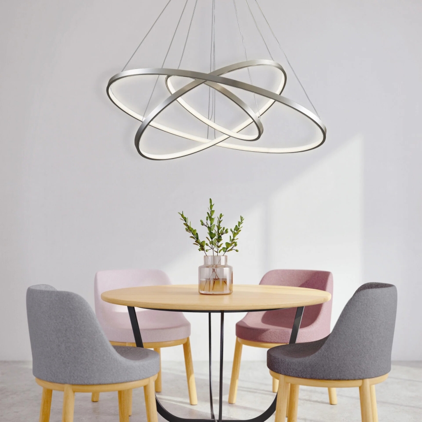Lámpara LED colgante LEA LED/60W/230V 4000K diá. 80 cm cromo mate