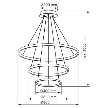 Lámpara LED colgante LEA LED/60W/230V 4000K diá. 80 cm cromo mate