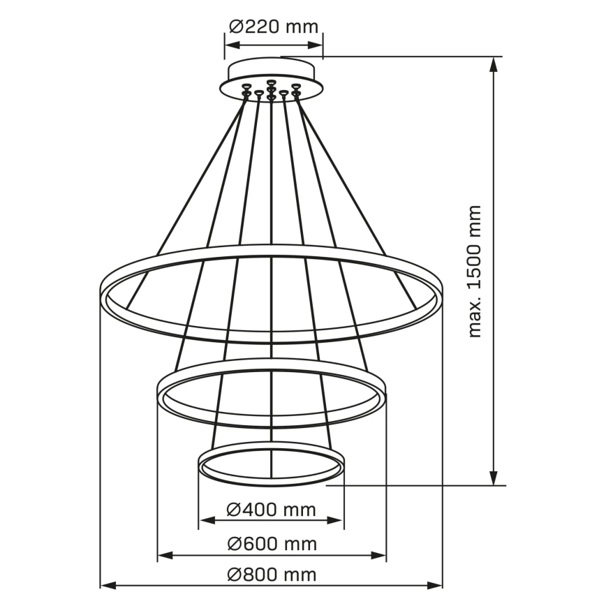 Lámpara LED colgante LEA LED/60W/230V 4000K diá. 80 cm cromo mate