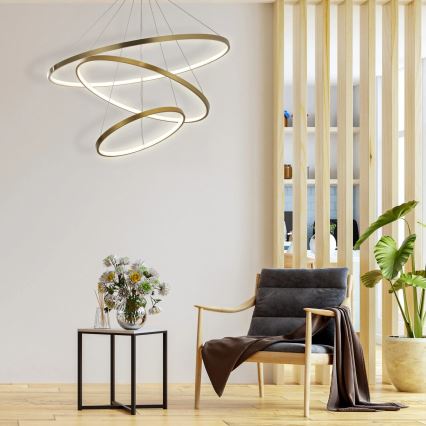 Lámpara LED colgante LEA LED/60W/230V 4000K diá. 80 cm dorado