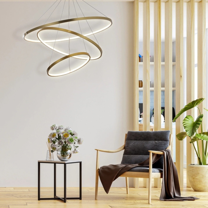 Lámpara LED colgante LEA LED/60W/230V 4000K diá. 80 cm dorado