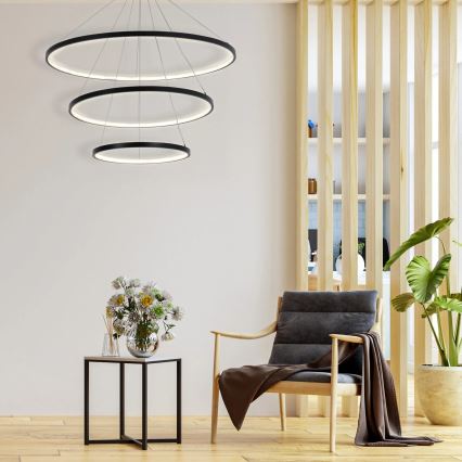 Lámpara LED colgante LEA LED/60W/230V 4000K diá. 80 cm negro