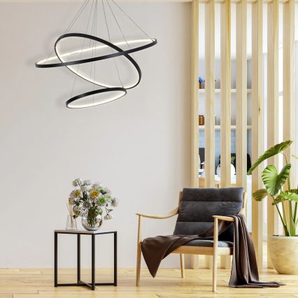 Lámpara LED colgante LEA LED/60W/230V 4000K diá. 80 cm negro