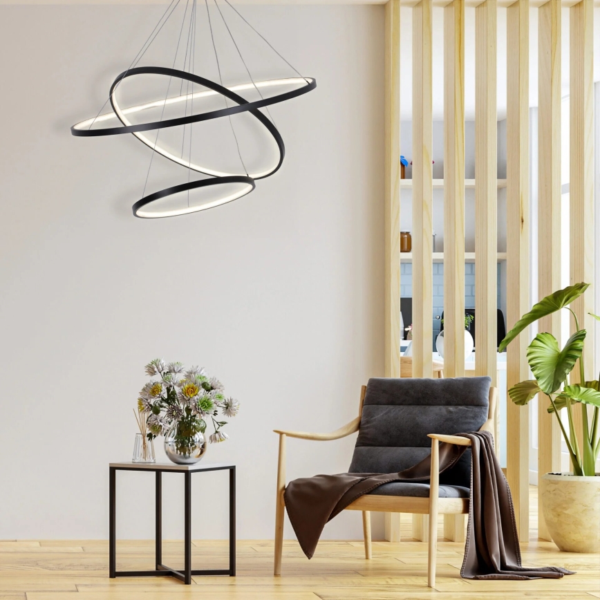 Lámpara LED colgante LEA LED/60W/230V 4000K diá. 80 cm negro