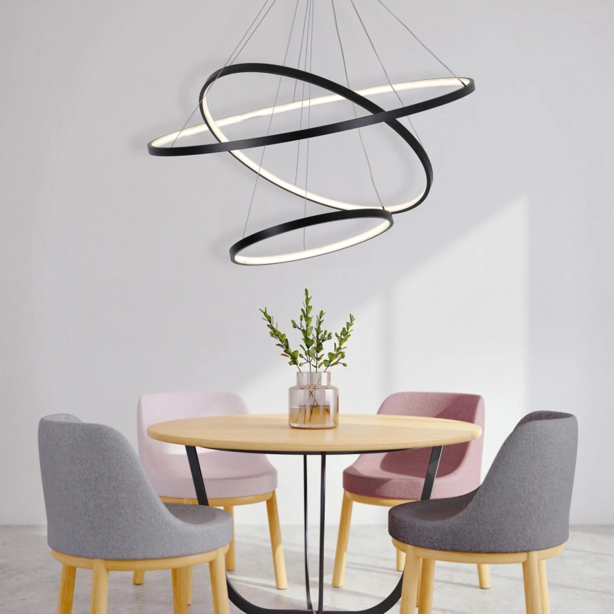 Lámpara LED colgante LEA LED/60W/230V 4000K diá. 80 cm negro