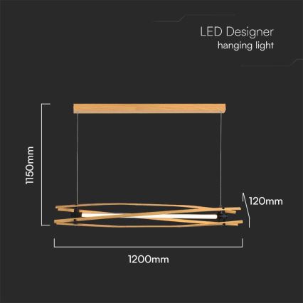 Lámpara LED colgante LED/15W/230V 3000K marrón