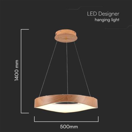 Lámpara LED colgante LED/25W/230V 3000K ø 50 cm marrón