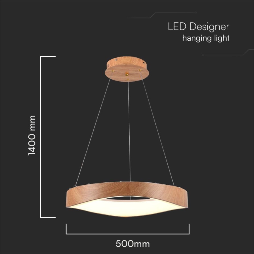 Lámpara LED colgante LED/25W/230V 3000K ø 50 cm marrón